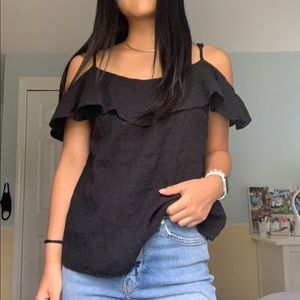 black cold shoulder top